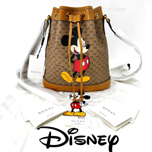 SOLD! NEW GUCCI x Disney GG Supreme Canvas Mickey Mouse Leather Drawstring Bag - Picture 16 of 16